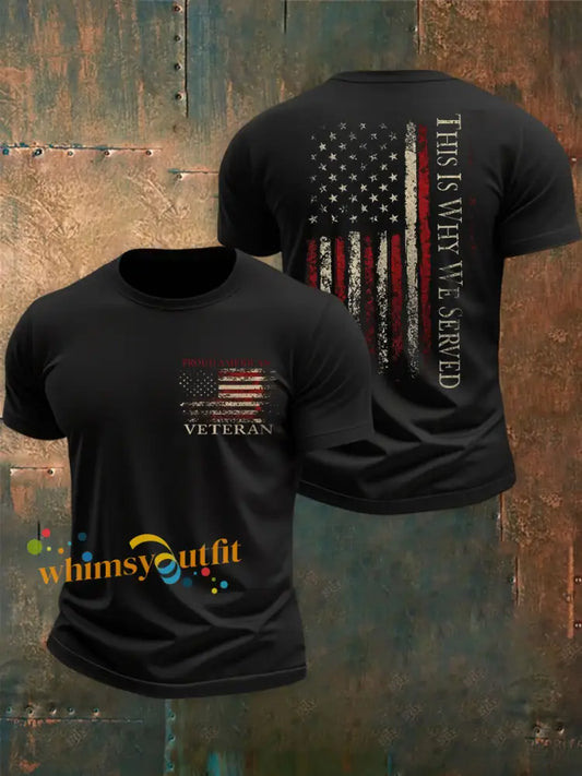 Men’s Proud American Veteran short sleeves t-shirt Black / S
