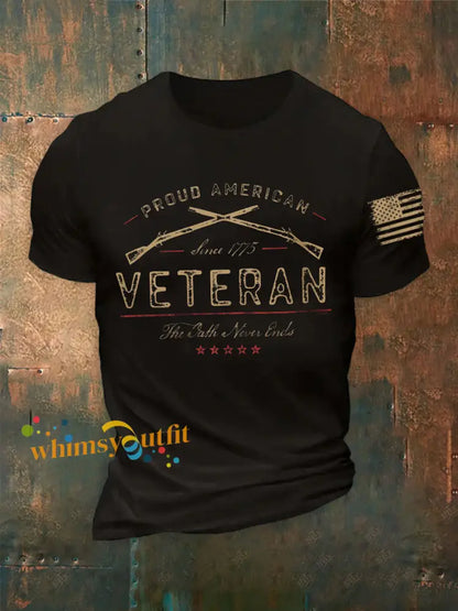 Men’s Proud American Veteran short sleeves t-shirt Black / S