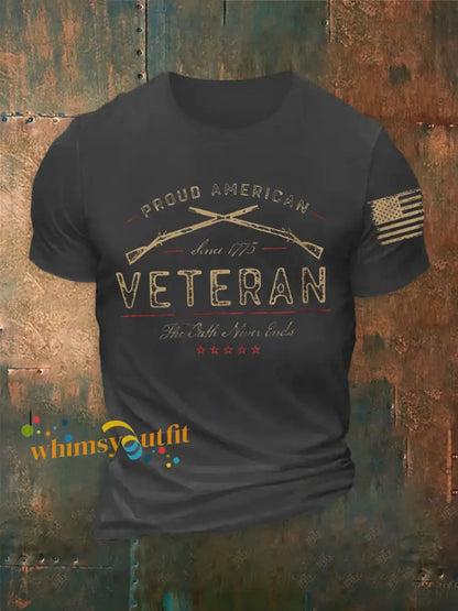 Men’s Proud American Veteran short sleeves t-shirt Dark Gray / S