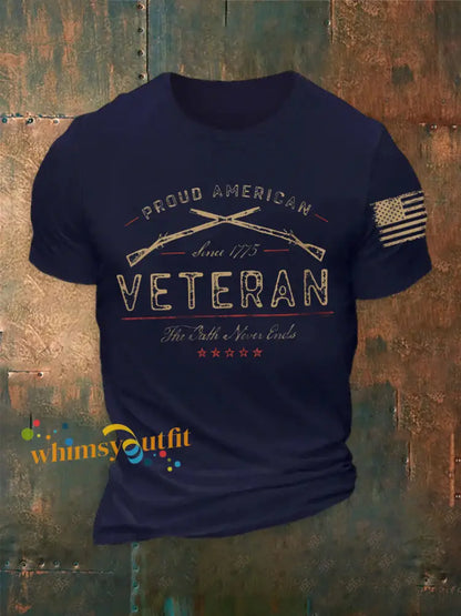 Men’s Proud American Veteran short sleeves t-shirt Navy Blue / S