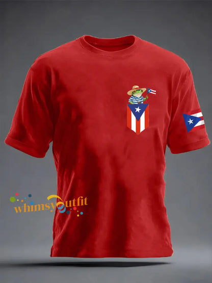 Men’s Puerto Rican Coqui imitation cotton short-sleeved T-shirt Pure Red / S