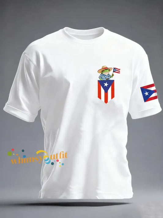 Men’s Puerto Rican Coqui imitation cotton short-sleeved T-shirt White / S