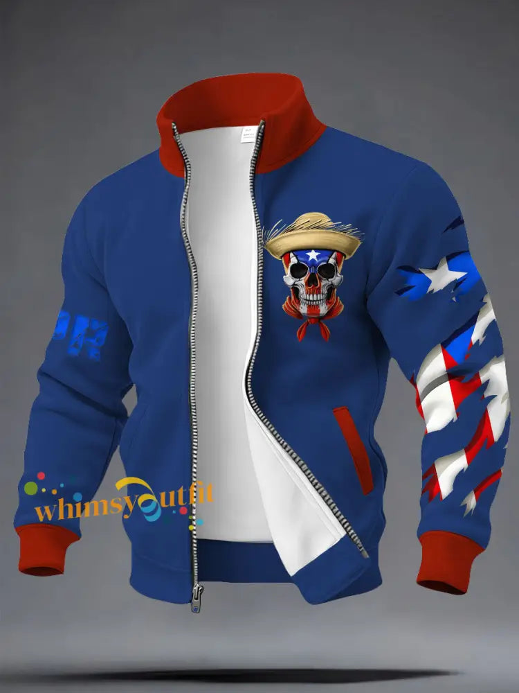 Men’s Puerto Rico Art Printed Coat Blue / S