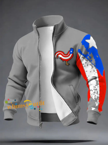 Men’s Puerto Rico Art Printed Coat Light Gray / S