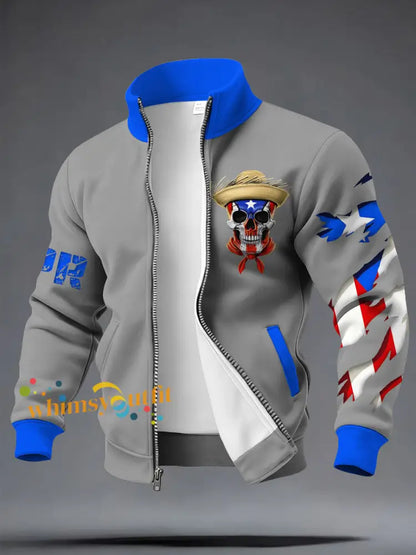 Men’s Puerto Rico Art Printed Coat Light Gray / S