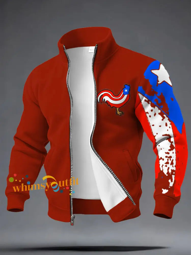 Men’s Puerto Rico Art Printed Coat Red / S