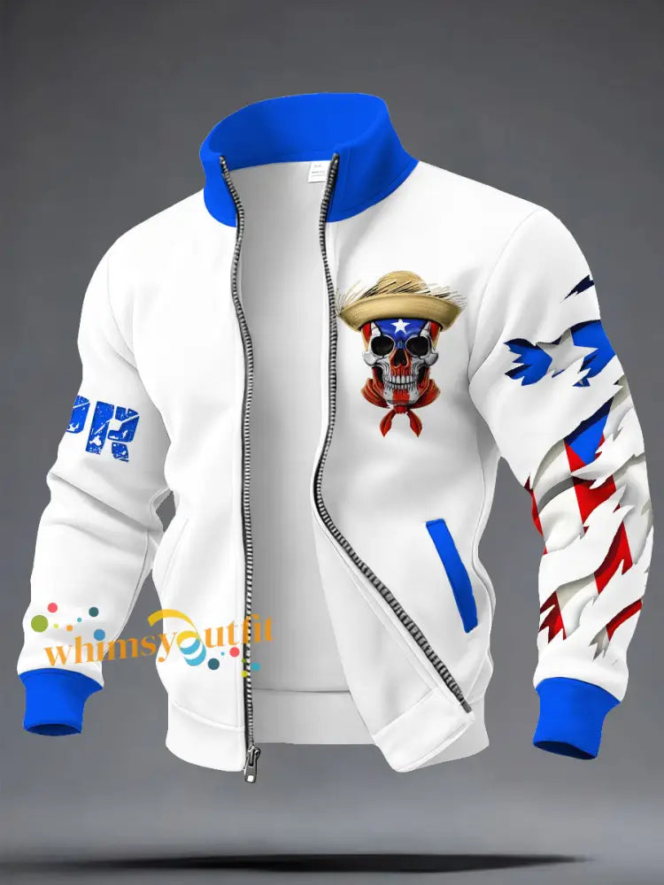 Men’s Puerto Rico Art Printed Coat White / S