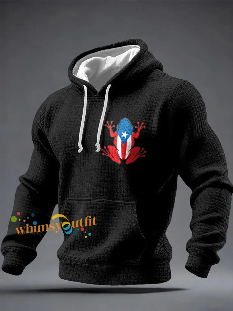 Men’s Puerto Rico Art Printed Hoodie Black / S