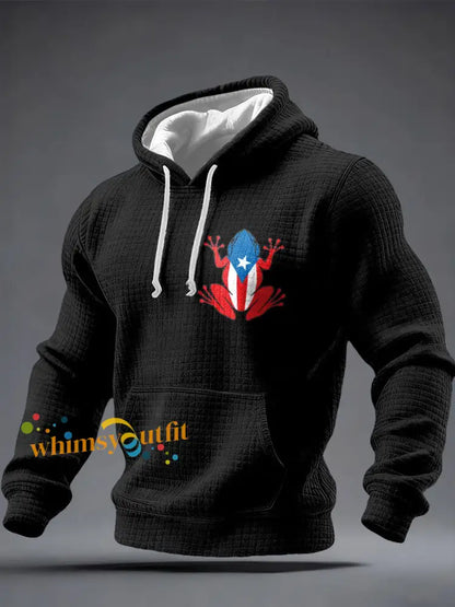 Men’s Puerto Rico Art Printed Hoodie Black / S