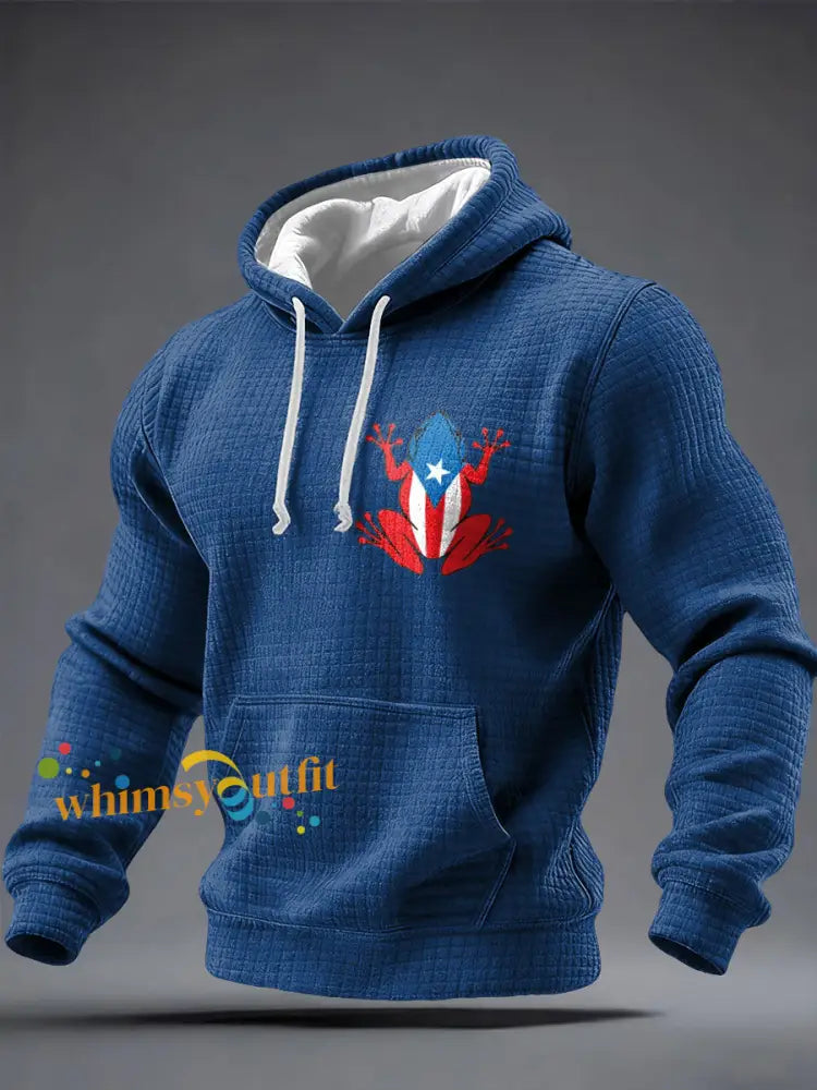 Men’s Puerto Rico Art Printed Hoodie Blue / S