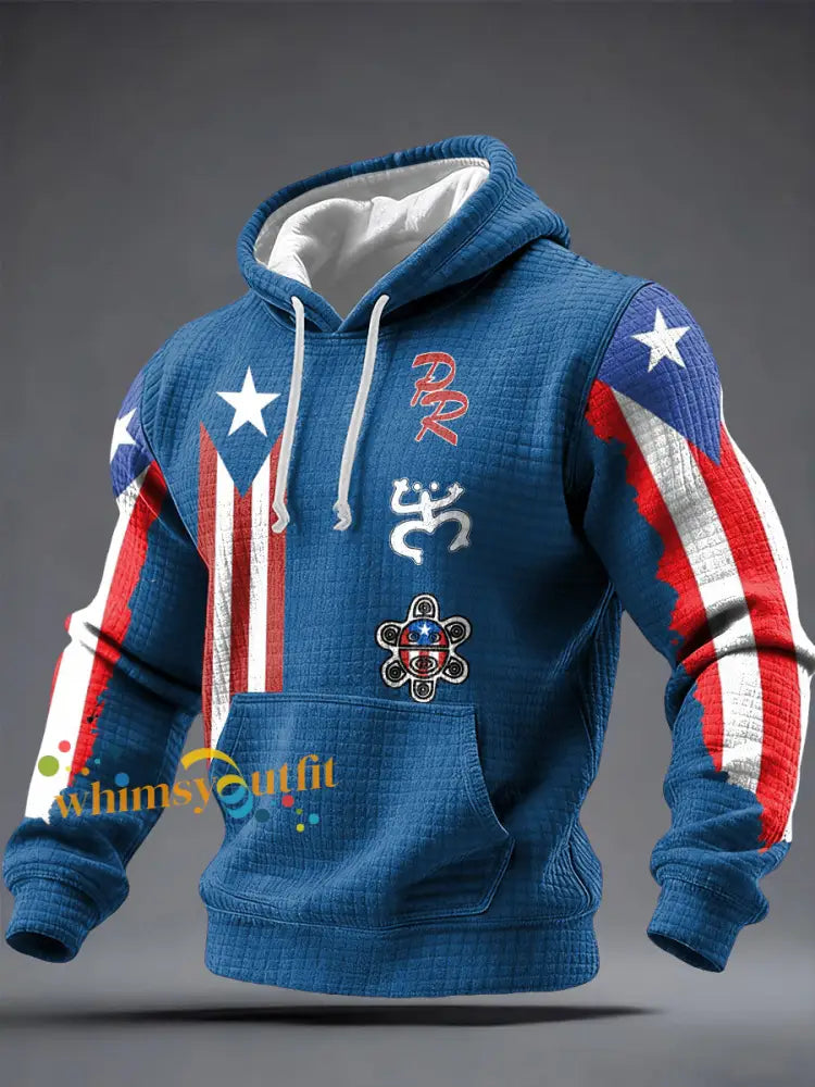 Men’s Puerto Rico Art Printed Hoodie Blue / S