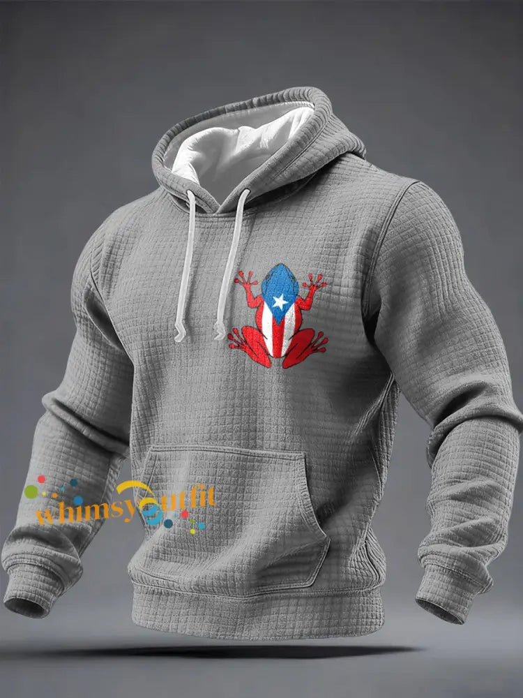 Men’s Puerto Rico Art Printed Hoodie Light Gray / S