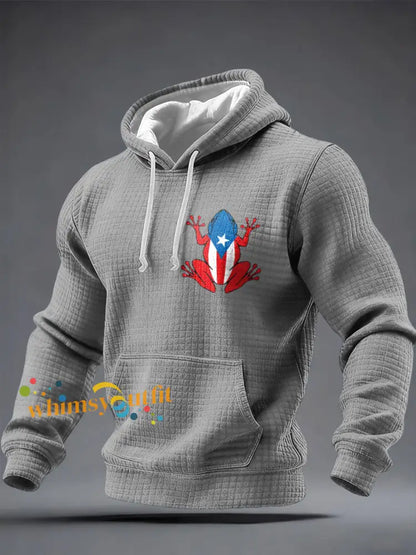 Men’s Puerto Rico Art Printed Hoodie Light Gray / S