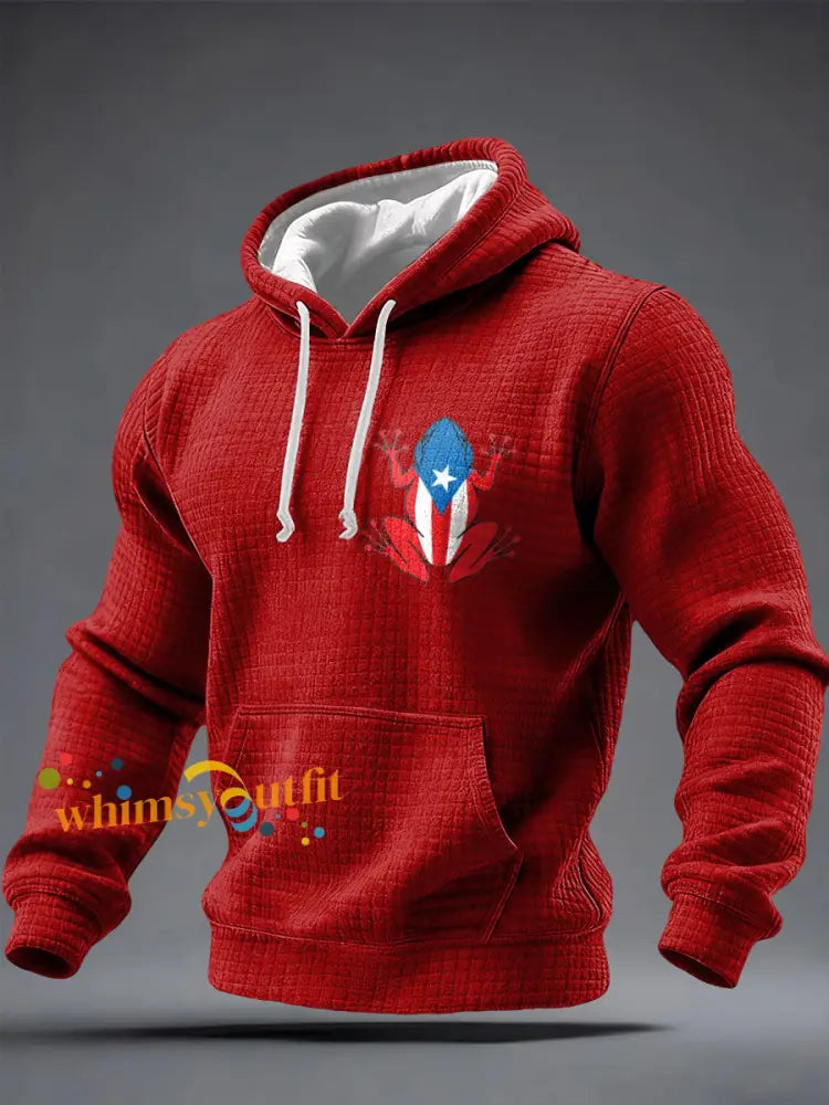 Men’s Puerto Rico Art Printed Hoodie Red / S
