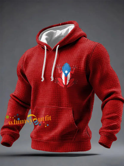 Men’s Puerto Rico Art Printed Hoodie Red / S