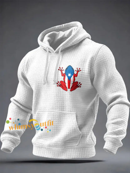 Men’s Puerto Rico Art Printed Hoodie White / S