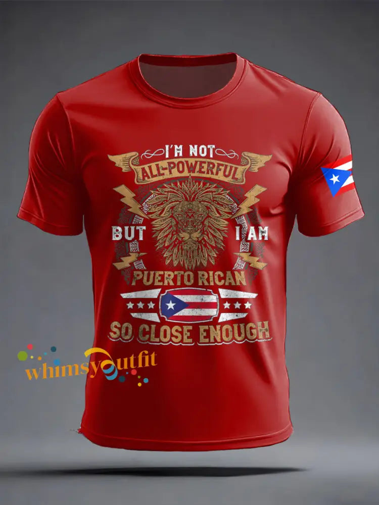 Men’s Puerto Rico Art Printed T-shirt Pure Red / S