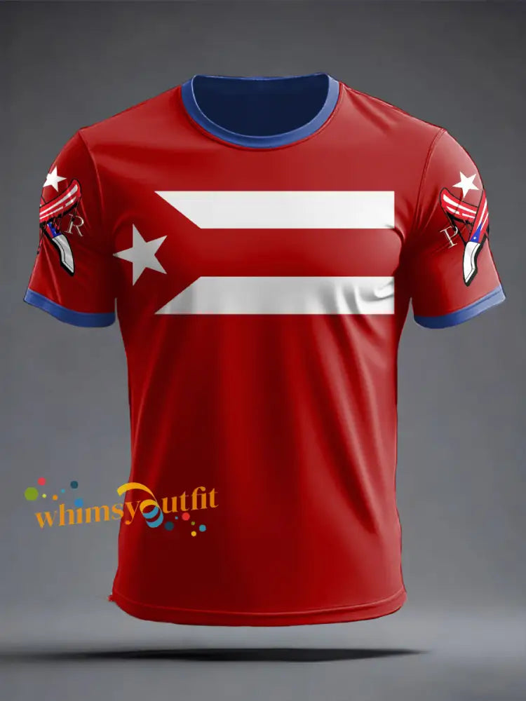 Men’s Puerto Rico Art Printed T-shirt Red / S