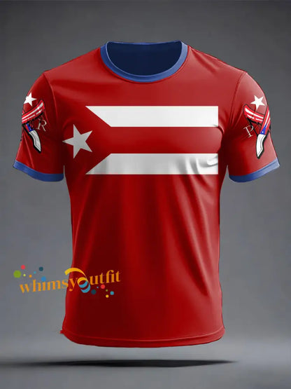 Men’s Puerto Rico Art Printed T-shirt Red / S