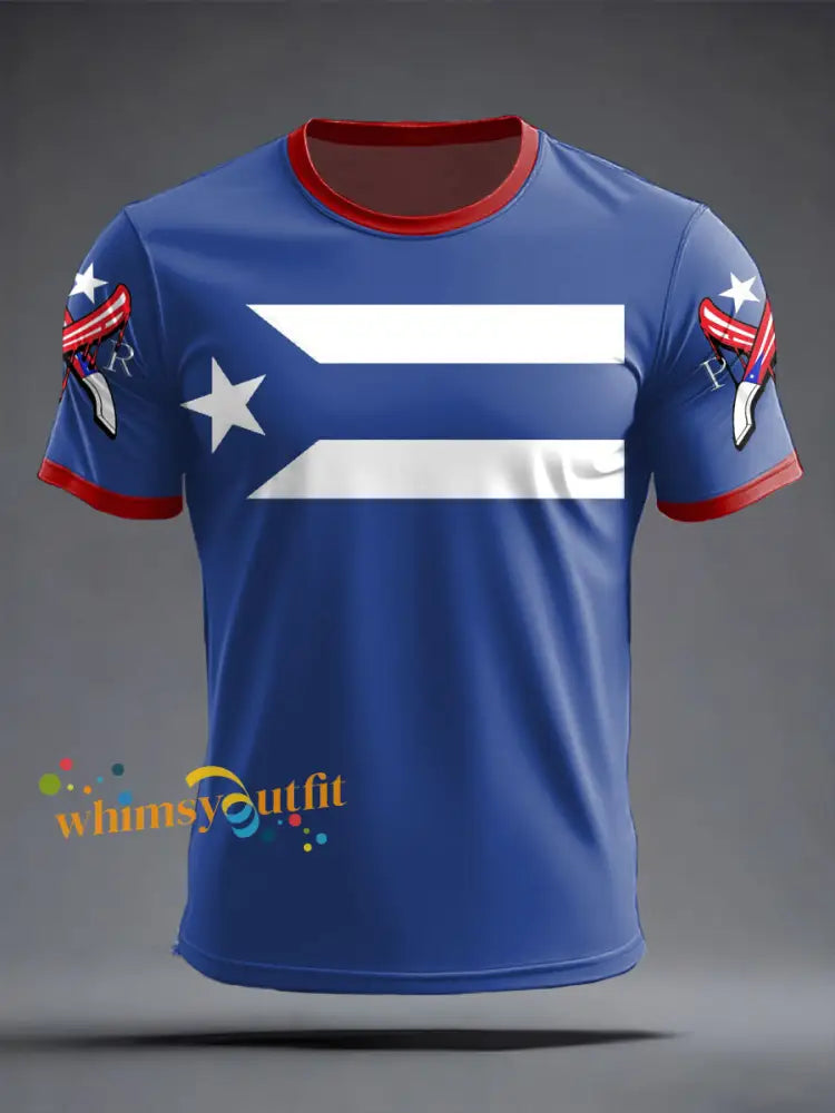 Men’s Puerto Rico Art Printed T-shirt Royal Blue / S