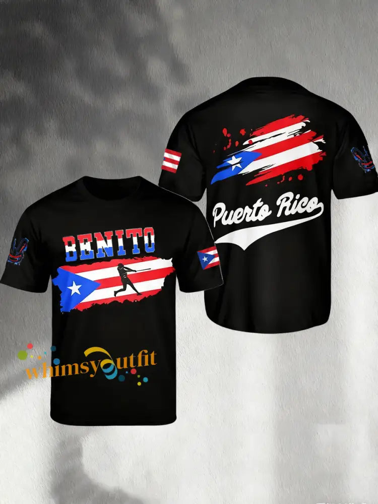 Men’s Puerto Rico Benito Bad Bunny short sleeves t-shirt Black / S