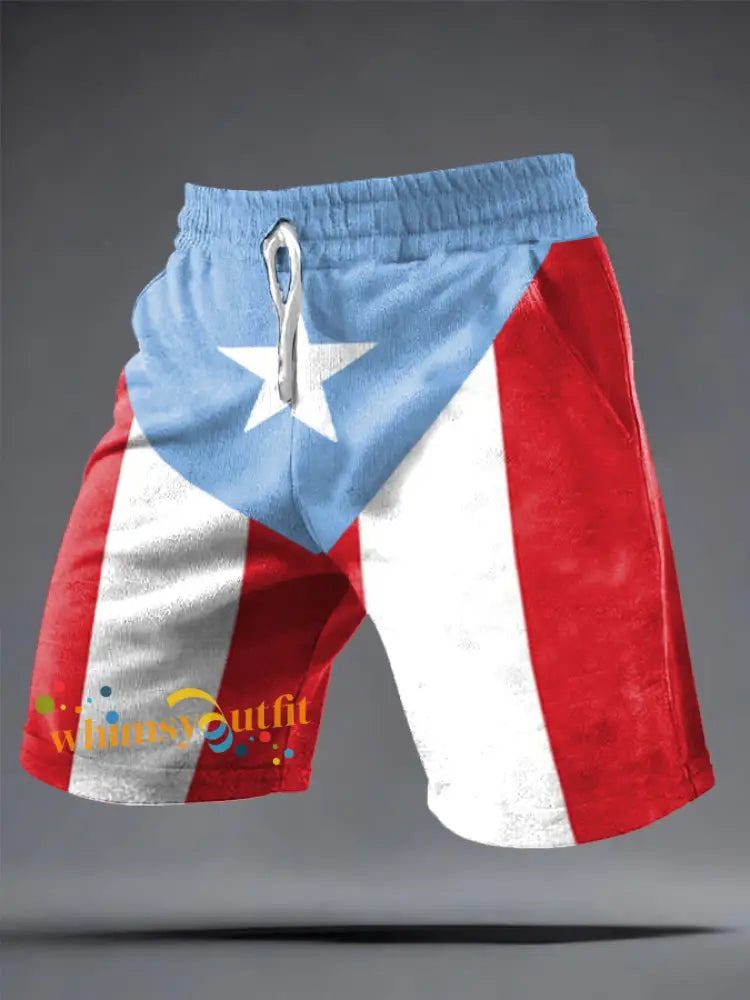 Men’s Puerto Rico Bunny Football Music Lover Printed Shorts As picture / S