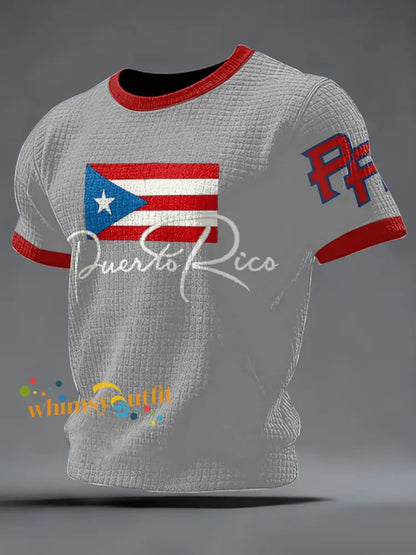 Men’s Puerto Rico Flag Art Printed T-shirt Light Gray / S