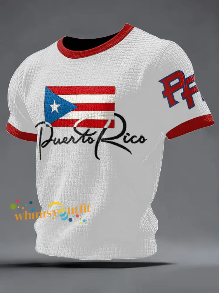 Men’s Puerto Rico Flag Art Printed T-shirt White / S