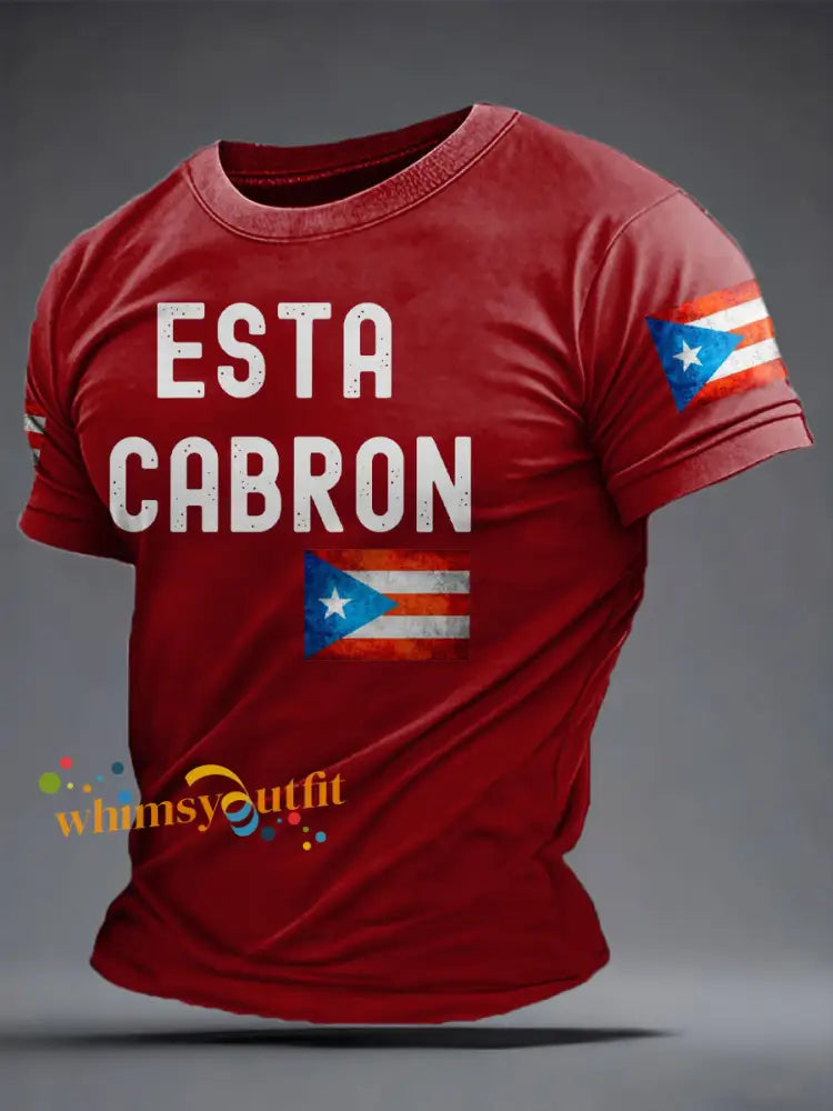 Men’s Puerto Rico Funny Printed Hoodie Deep Red / S