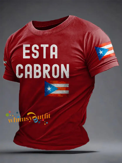 Men’s Puerto Rico Funny Printed Hoodie Deep Red / S