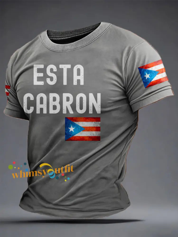 Men’s Puerto Rico Funny Printed Hoodie Light Gray / S