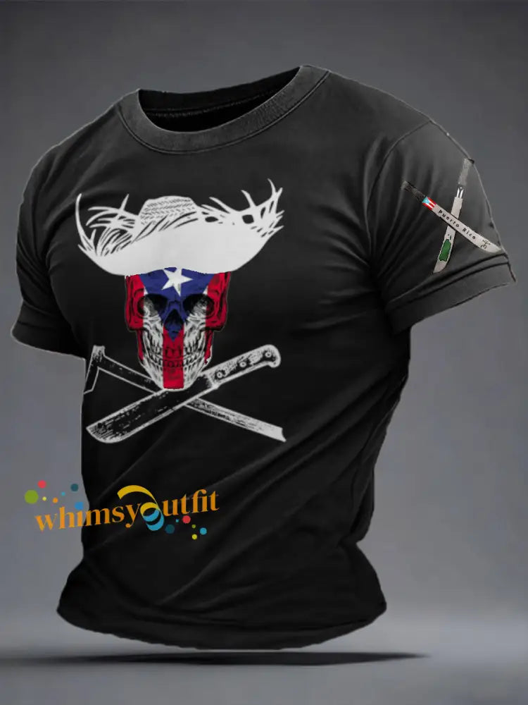 Men’s Puerto Rico Machete Proud Art Printed Hoodie Black / S