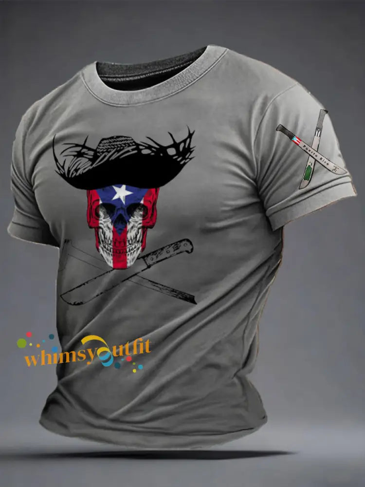 Men’s Puerto Rico Machete Proud Art Printed Hoodie Light Gray / S