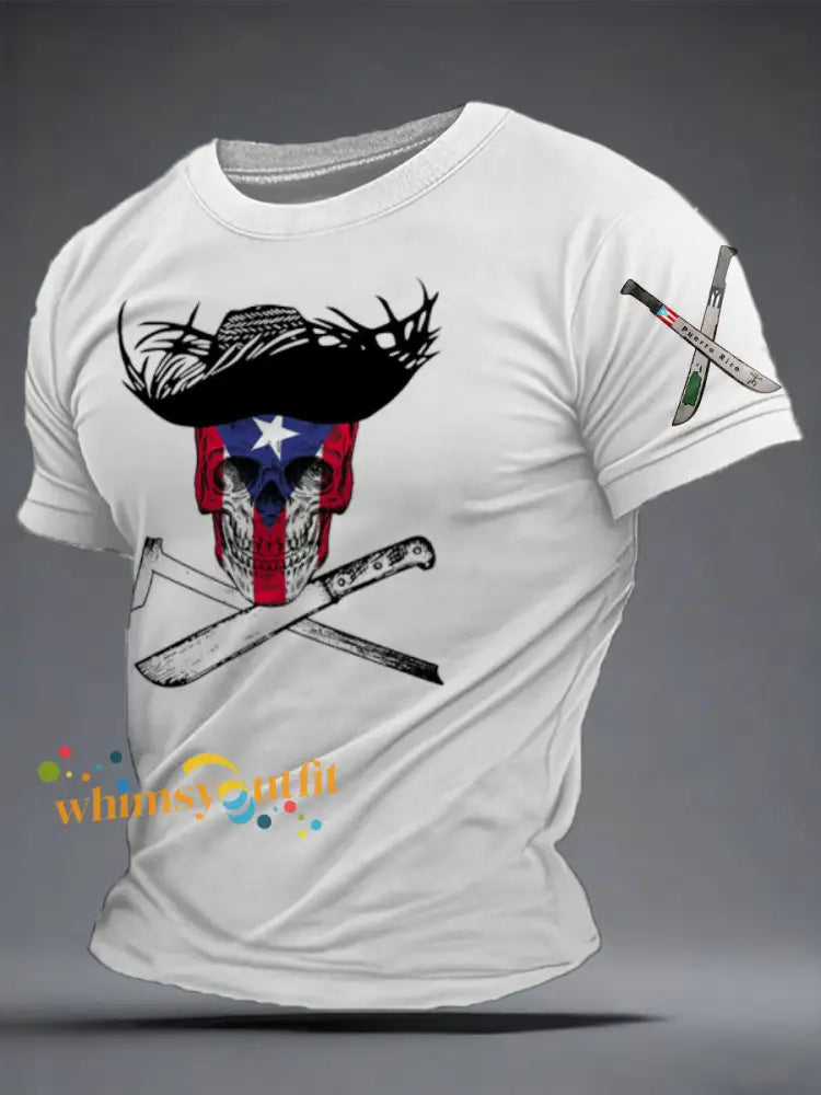 Men’s Puerto Rico Machete Proud Art Printed Hoodie White / S