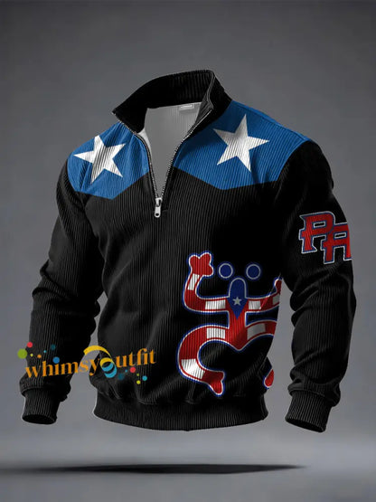 Men’s Puerto Rico Printed Casual Tops Black / S