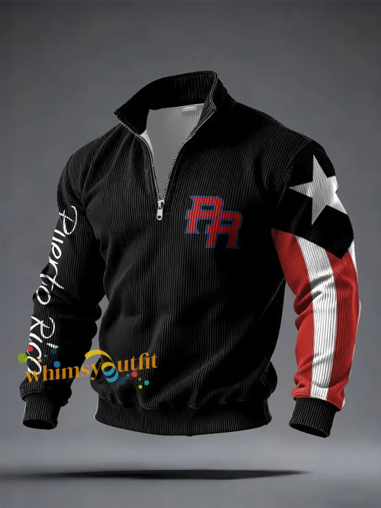 Men’s Puerto Rico Printed Casual Tops Black / S