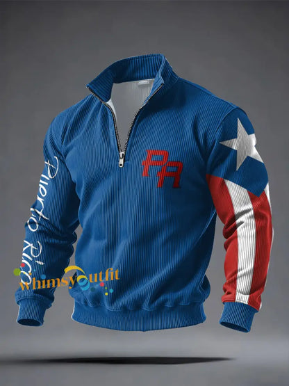 Men’s Puerto Rico Printed Casual Tops Blue / S