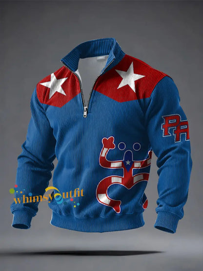 Men’s Puerto Rico Printed Casual Tops Blue / S