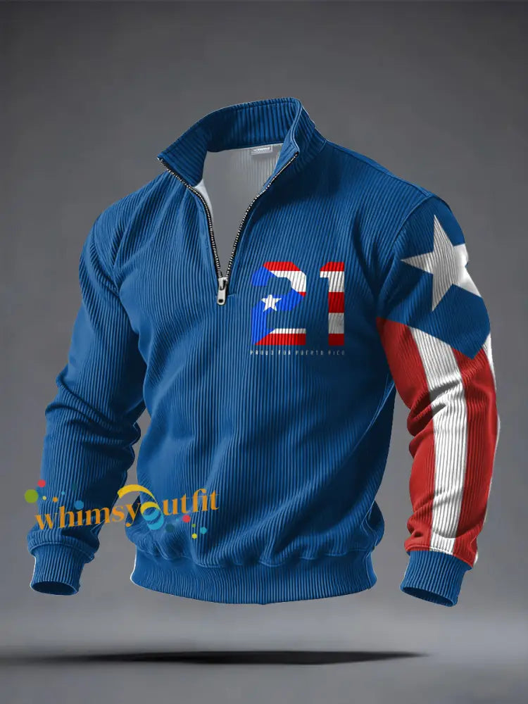 Men’s Puerto Rico Printed Casual Tops Blue / S