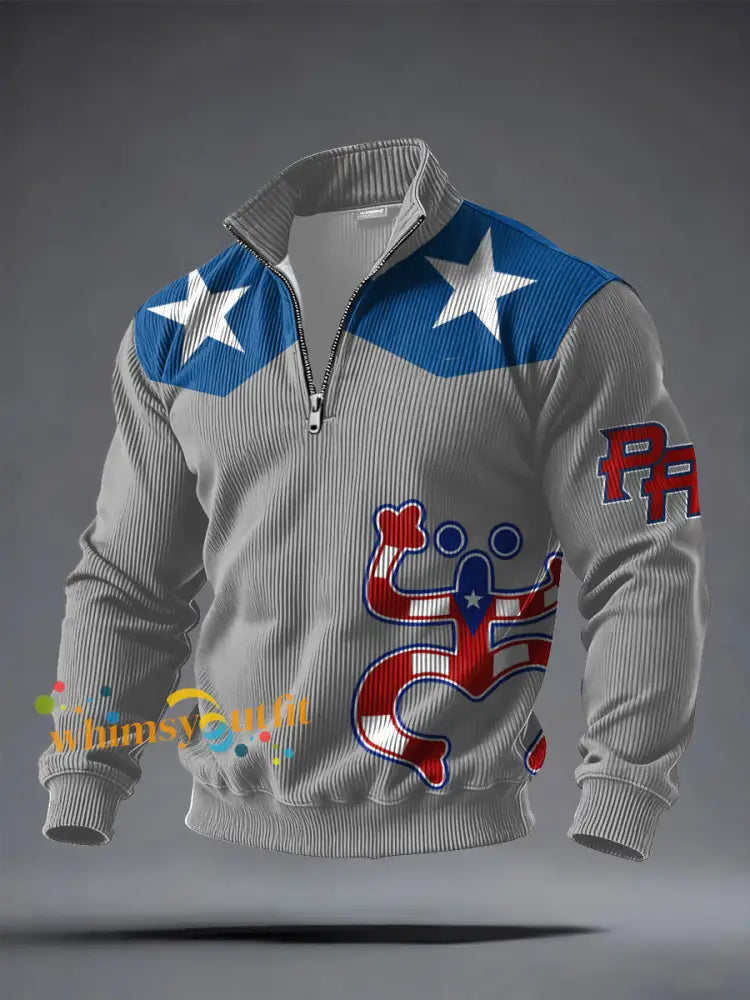 Men’s Puerto Rico Printed Casual Tops Light Gray / S