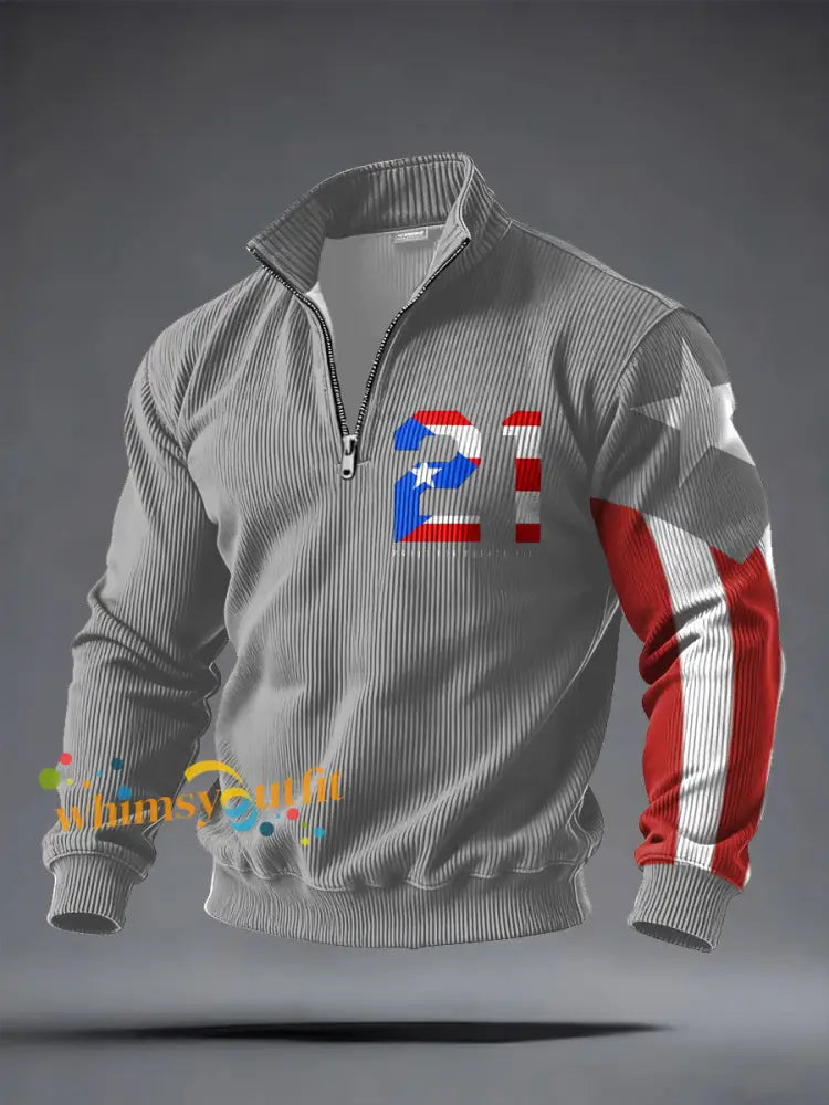 Men’s Puerto Rico Printed Casual Tops Light Gray / S