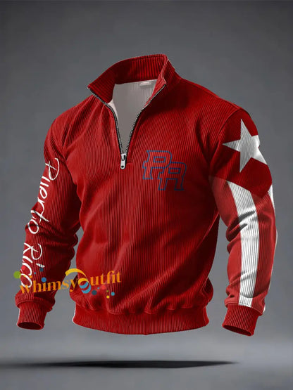 Men’s Puerto Rico Printed Casual Tops Red / S