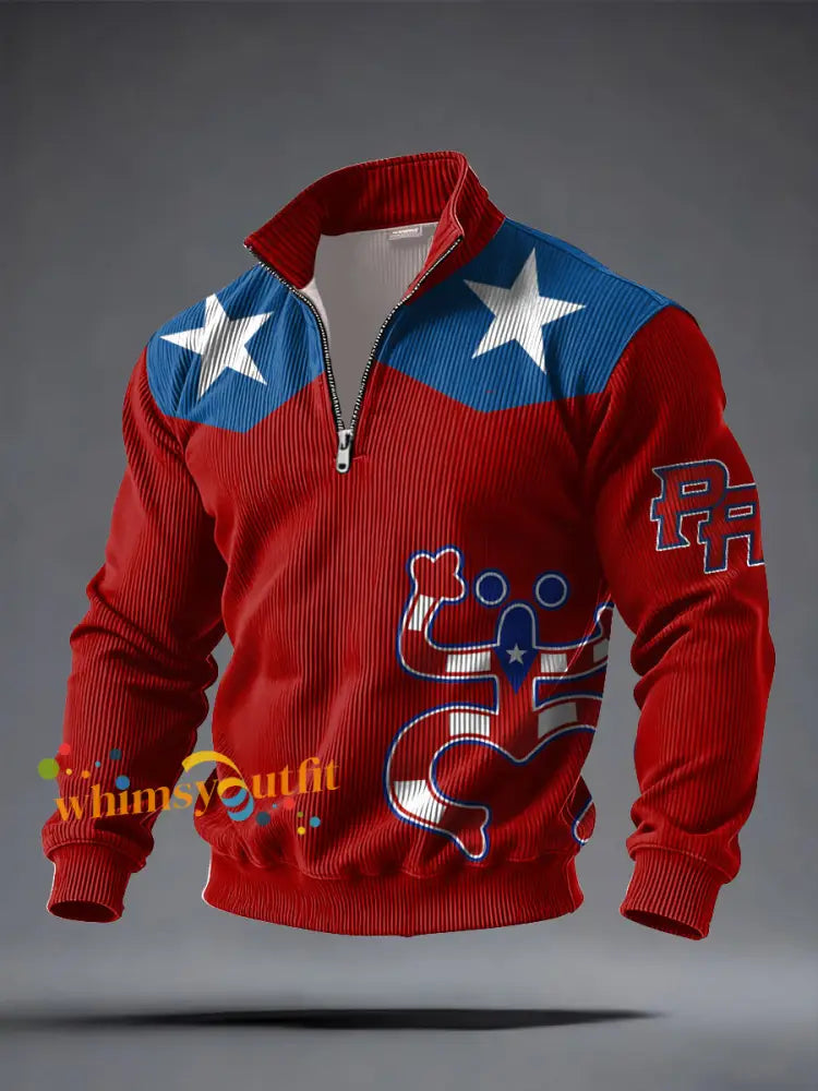 Men’s Puerto Rico Printed Casual Tops Red / S