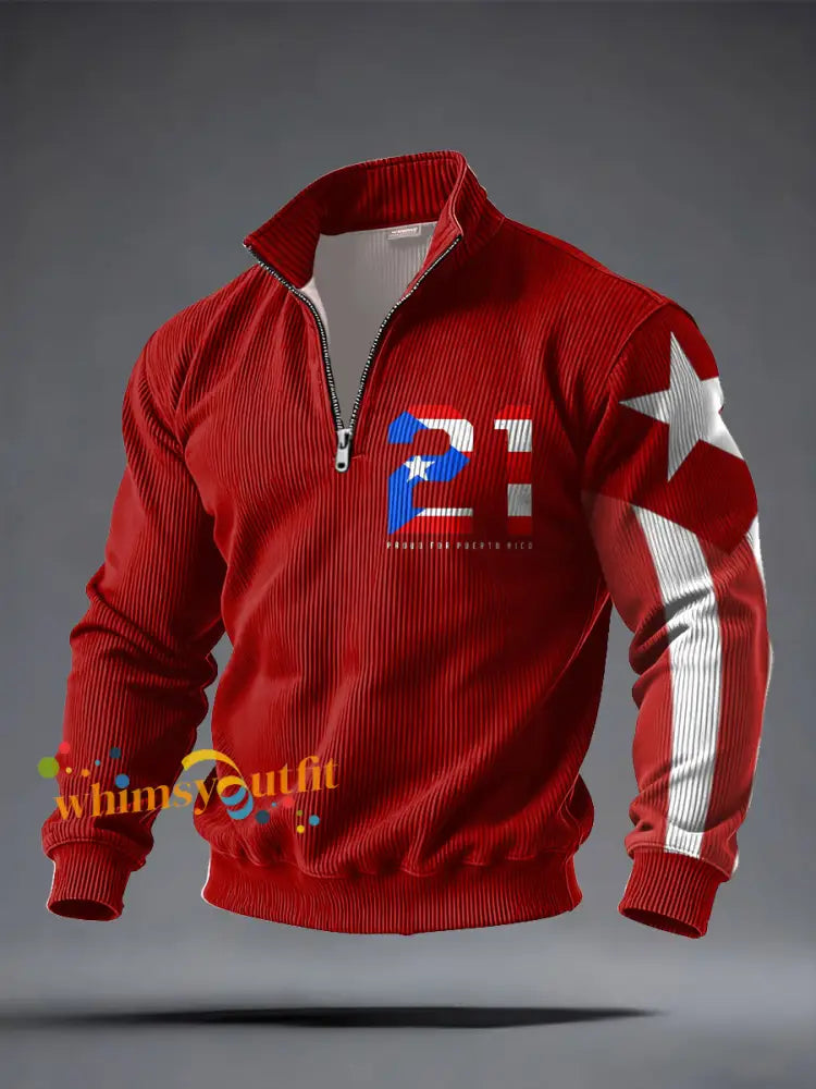 Men’s Puerto Rico Printed Casual Tops Red / S