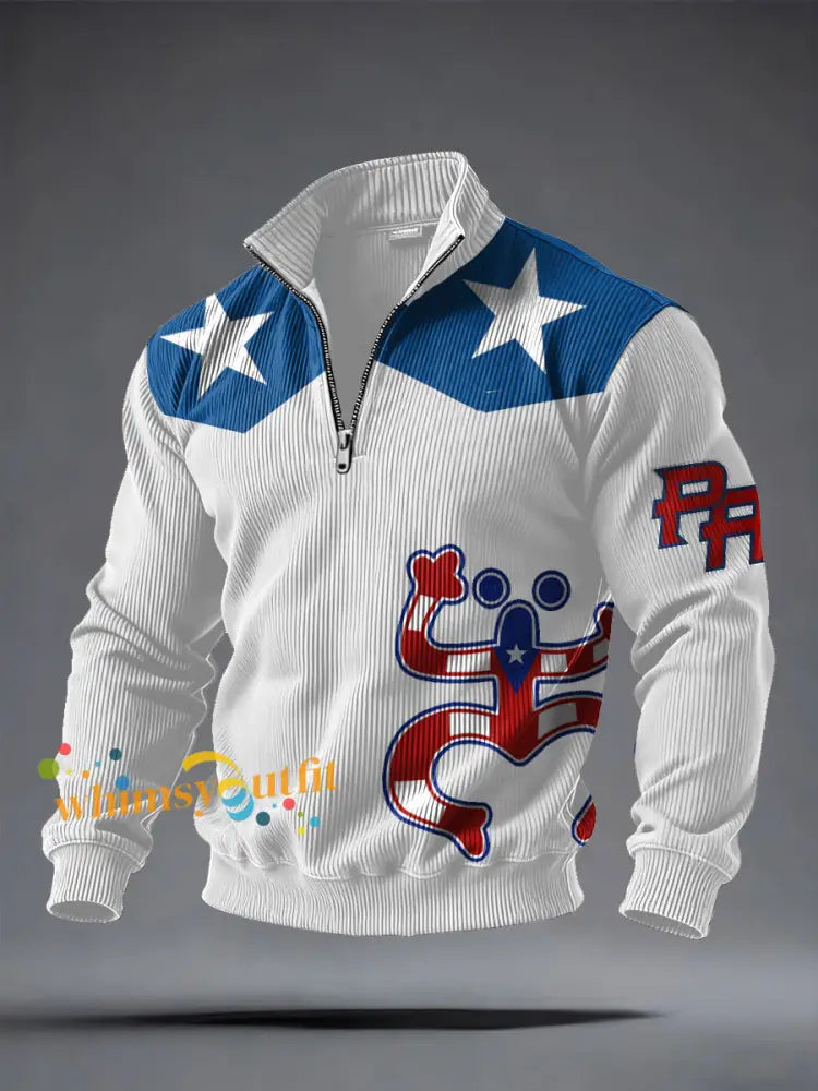 Men’s Puerto Rico Printed Casual Tops White / S