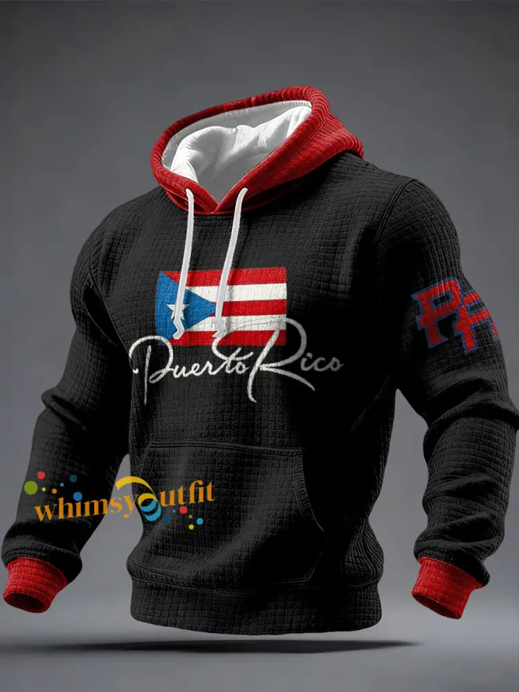 Men’s Puerto Rico Printed Hoodie Black / S