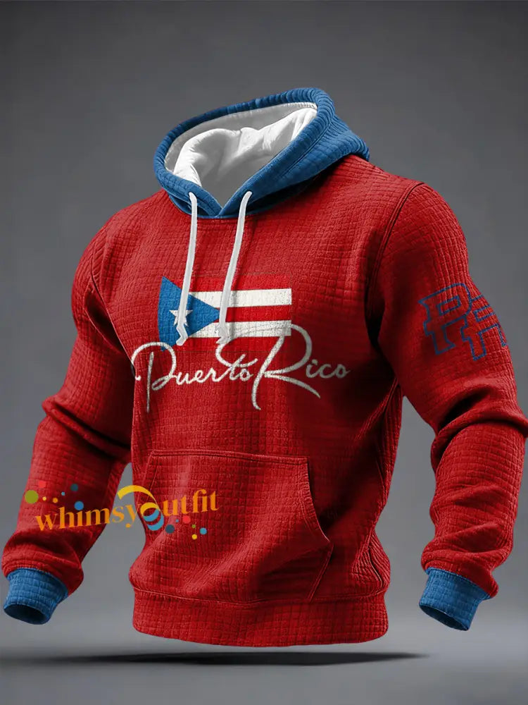 Men’s Puerto Rico Printed Hoodie Red / S