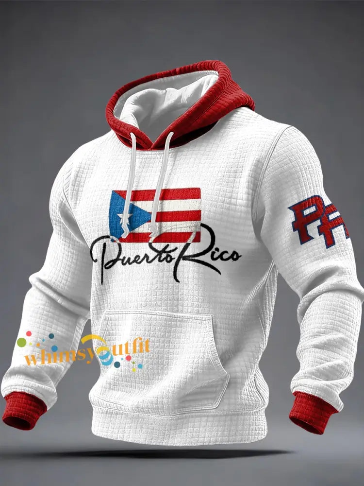 Men’s Puerto Rico Printed Hoodie White / S
