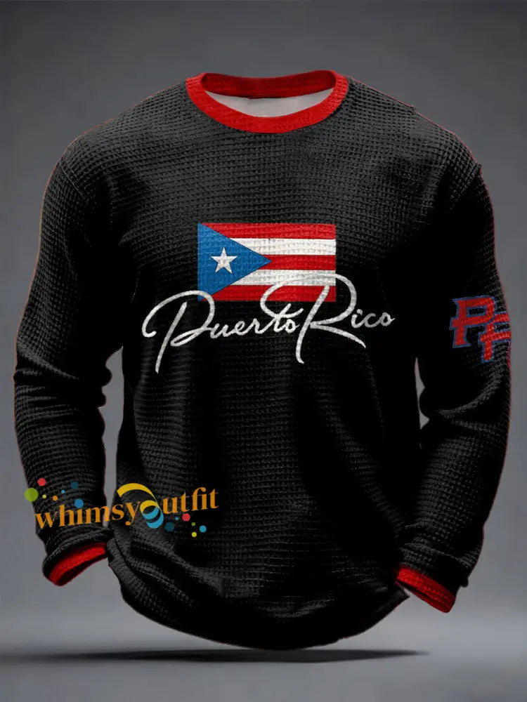 Men’s Puerto Rico Printed Waffle Tops Black / S
