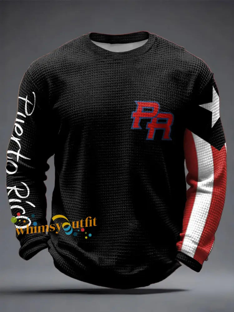 Men’s Puerto Rico Printed Waffle Tops Black / S